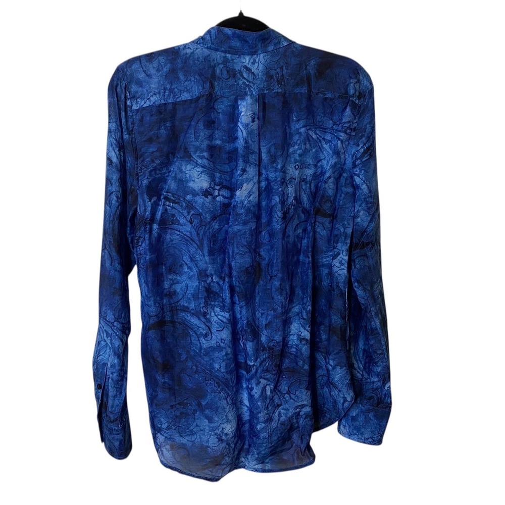 Ralph Lauren Blue Paisley Silk Cotton Button Down Shirt Blouse PS Petite S - Picture 2 of 5